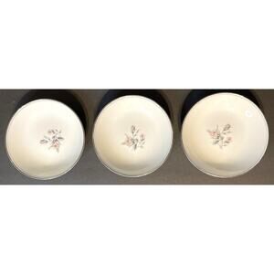 Set of 3Noritake China Platinum Trim MARGOT 5605 Fruit Sauce Berry Dessert Bowl